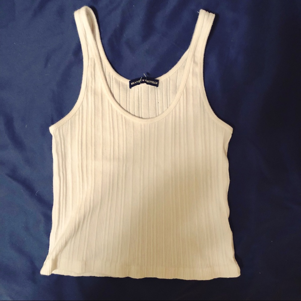 Brandy Melville White Ribbed Crop Tank